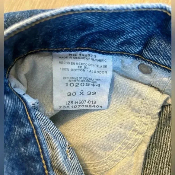 Vintage Lee Riders Straight Leg Jeans Men's Tag 30x32 Actual 28 × 32 Blue Denim - Picture 6 of 10